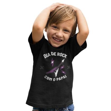 Imagem de Camiseta Infantil Menino Menina Dia de Rock com Papai