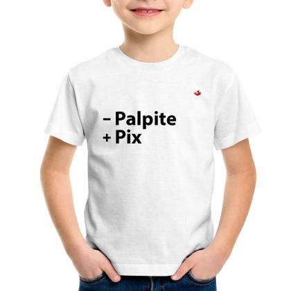 Imagem de Camiseta Infantil Menos Palpite Mais Pix - Foca na Moda