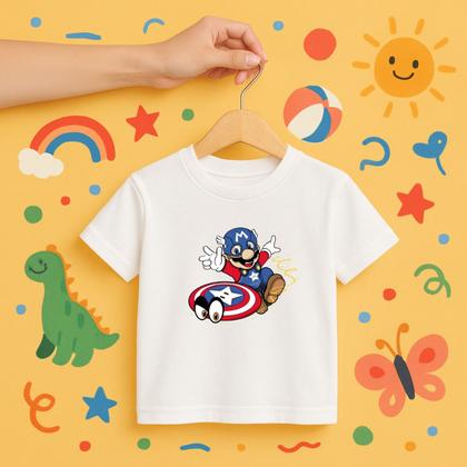 Imagem de Camiseta Infantil Super Mario Capitao América 100% Algodao