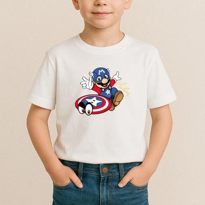 Imagem de Camiseta Infantil Super Mario Capitao América 100% Algodao