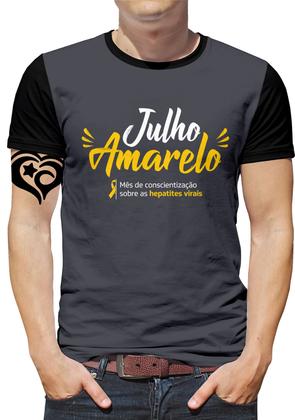 Imagem de Camiseta Julho Amarelo Masculina Blusa Cinza