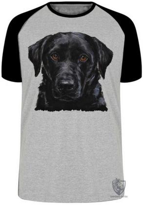 Imagem de Camiseta  Labrador Preto Blusa Plus Size extra grande adulto ou infantil