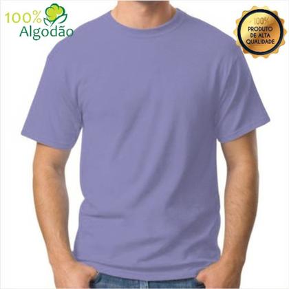 Imagem de Camiseta Lilás Camisa Masculina Básica 100% Algodão 30.1 Premium