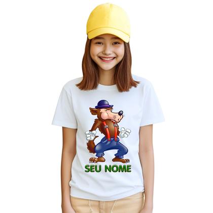 Imagem de Camiseta Lobo Mau Desenho Camisa Personalizada Blusa Infantil e Juvenil Algodão com Poliéster