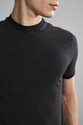 Imagem de Camiseta Manga Curta Malha Slim Fit - Preto / Cinza Chumbo