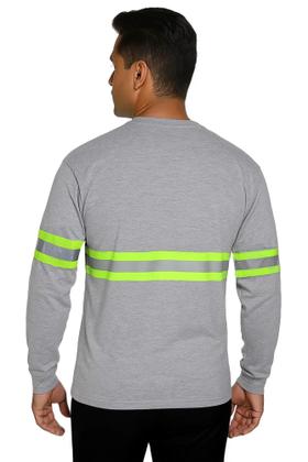 Imagem de Camiseta manga longa com faixa refletiva malha fria cinza