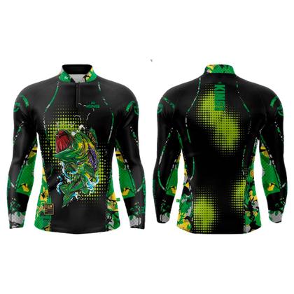 Imagem de Camiseta Manga Longa Esportiva Pesca King Brasil Poliéster KD00145 FPS UV 50+