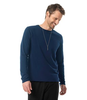 Imagem de Camiseta Manga Longa Meia Malha Diametro Azul