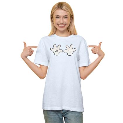 Imagem de Camiseta Mãos Luvas Mickey Camisa Personalizada Blusa Adulto Algodão com Poliéster