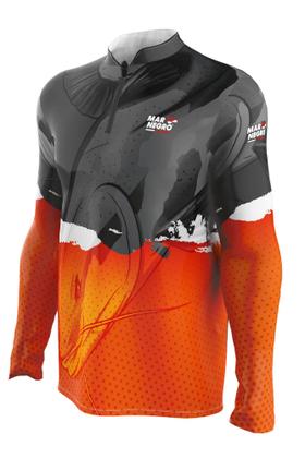 Imagem de Camiseta Mar Negro Peixe Pesca Proteção Solar 50+ Com Luvinha Tucunaré Tamanho Especial G1 G2 G3