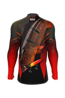 Imagem de Camiseta Mar Negro Peixe Pesca Proteção Solar 50+ Com Luvinha Tucunaré