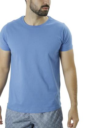 Imagem de Camiseta Masculina Básica Lisa Azul Clara 100% algodão