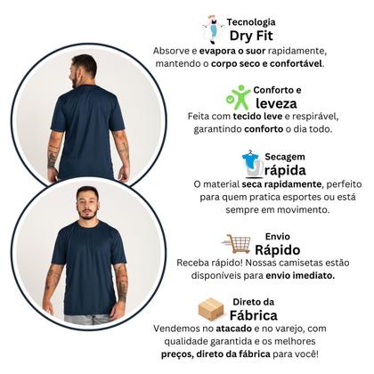 Imagem de Camiseta Masculina Dry Fit Basica TechMalhas  Lisa secagem rapida