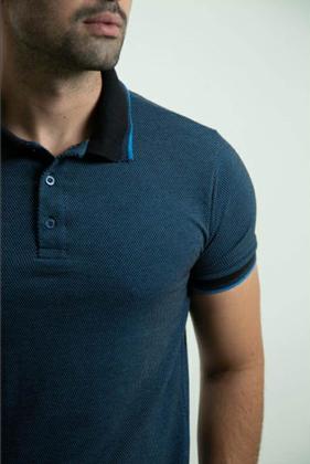 Imagem de Camiseta Masculina Gola Polo Ixória Azul Piquet Xadrex Mini Luxo