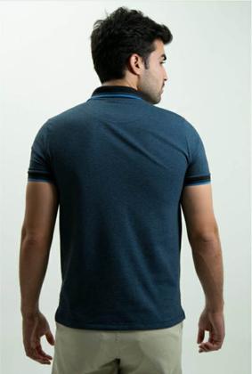 Imagem de Camiseta Masculina Gola Polo Ixória Azul Piquet Xadrex Mini Luxo