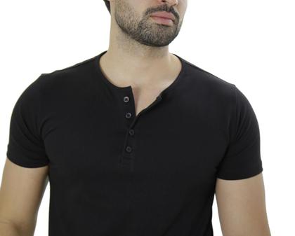 Imagem de Camiseta Masculina Henley Com 4 Botões Frontais Manga Curta
