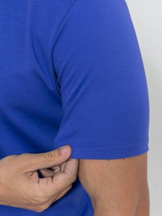 Imagem de Camiseta Masculina Manga Curta em Malha Algodão Peruana Premium  Fio 30.01-Azul -Modda Facil