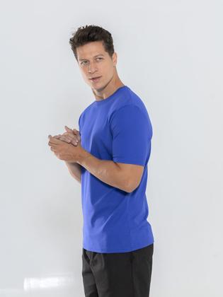 Imagem de Camiseta Masculina Manga Curta em Malha Algodão Peruana Premium  Fio 30.01-Azul -Modda Facil
