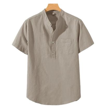 Imagem de Camiseta Masculina Manga Curta - Gola Careca, Bolso e Botão - Conforto para o Verão