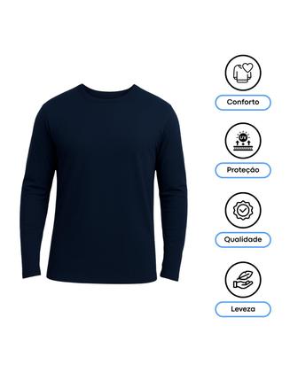 Imagem de Camiseta Masculina Manga Longa Dry Básica Lisa Proteção Solar UV Térmica Blusa Academia Esporte - Envio Imediato -