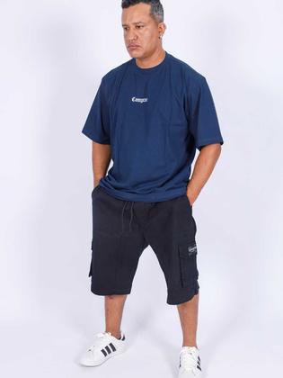 Imagem de Camiseta Masculina Oversized Compton Refletiva Azul Marinho