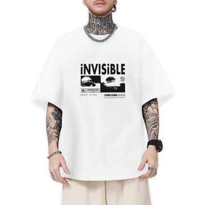 Imagem de Camiseta Masculina Oversized Estampa Invisible Streetwear Camisa Estilosa Moderna Leve e Confortável