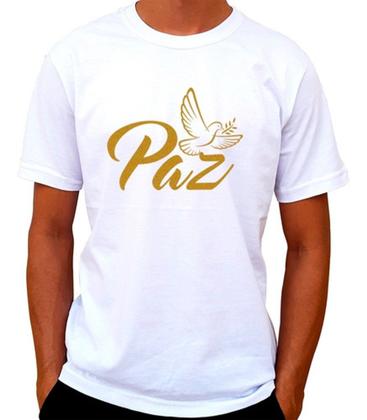 Imagem de Camiseta Masculina Paz Estampa Dourada