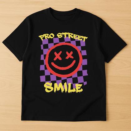 Imagem de Camiseta Masculina Plus Size Estampa Smile Tamanho Especial Extra Grande Blusa TShirt Manga Curta Gola Redonda