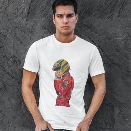 Imagem de Camiseta masculina senna branca algodão