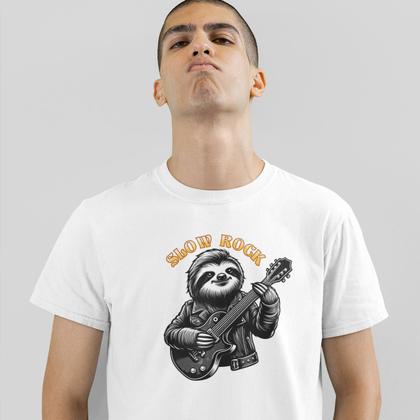 Imagem de Camiseta Masculina Slow Rock Songs Bicho Preguiça Guitarra