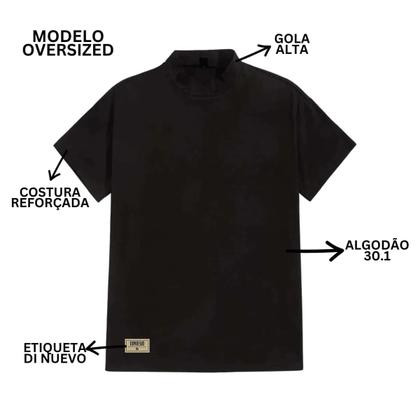 Imagem de Camiseta Oversized Gola Alta Algodão Azul Opala