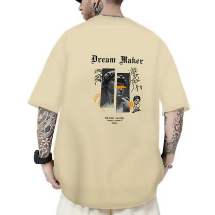 Imagem de Camiseta Oversized Masculina Estampada Dream Maker Tendência Estilosa Confortável Moda Streetwear