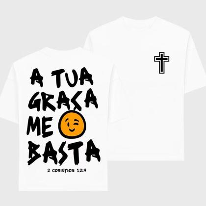 Imagem de Camiseta Oversized Tua Graça Me Basta Gospel Estilo Rua