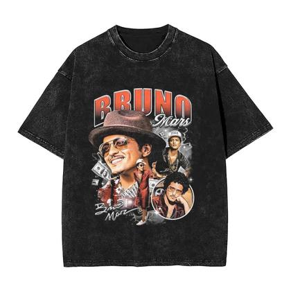 Imagem de Camiseta Oversized Unissex Bruno Mars - Vintage, Lavada, Solta e Gola Redonda