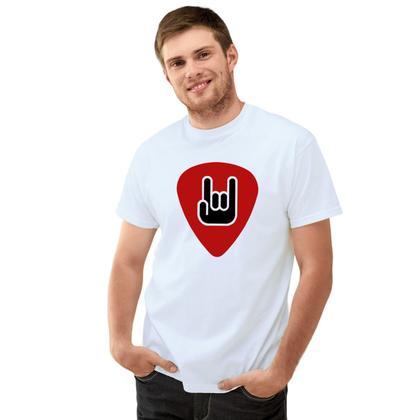 Imagem de Camiseta Palheta Red Rock And Roll Camisa Personalizada Blusa Adulto Algodão com Poliéster