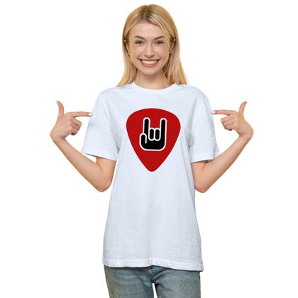 Imagem de Camiseta Palheta Red Rock And Roll Camisa Personalizada Blusa Adulto Algodão com Poliéster