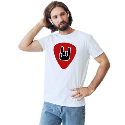 Imagem de Camiseta Palheta Red Rock And Roll Camisa Personalizada Blusa Adulto Algodão com Poliéster