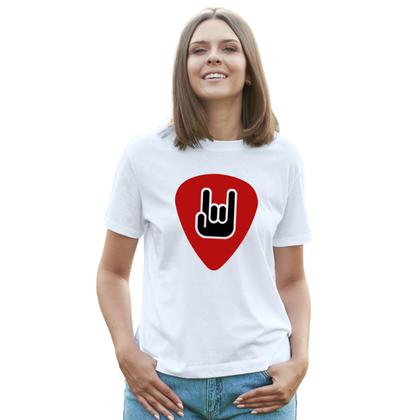 Imagem de Camiseta Palheta Red Rock And Roll Camisa Personalizada Blusa Adulto Algodão com Poliéster