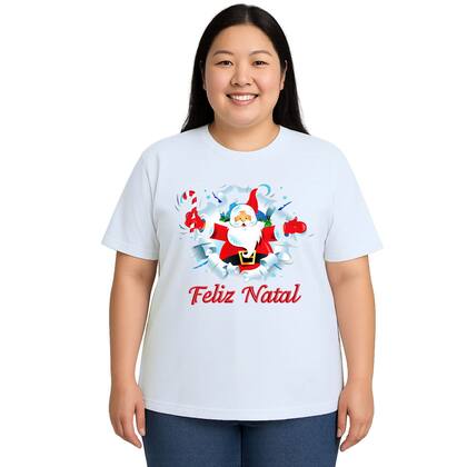 Imagem de Camiseta Papai Noel Feliz Natal Natalina Personalizada