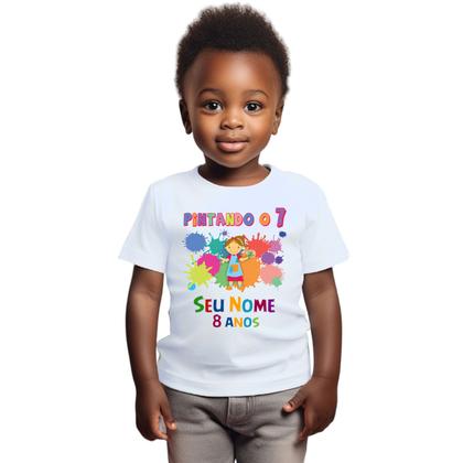 Imagem de Camiseta Pintando o 7 Presente Menina Camisa Personalizada Blusa Infantil e Juvenil Algodão com Poliéster