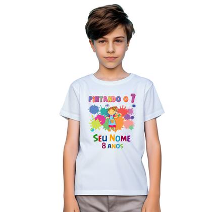 Imagem de Camiseta Pintando o 7 Presente Menina Camisa Personalizada Blusa Infantil e Juvenil Algodão com Poliéster