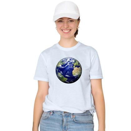 Imagem de Camiseta Planeta Terra Globo Terrestre Camisa Personalizada Blusa Adulto Algodão com Poliéster
