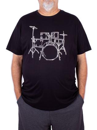 Imagem de Camiseta Plus Size Bateria Line Drum Preta.