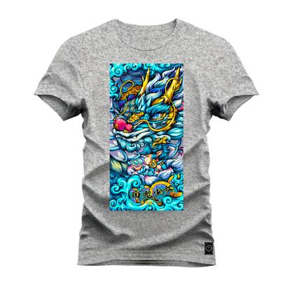 Imagem de Camiseta Plus Size Confortável Premium Estampada Dragon Blue