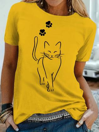 Imagem de Camiseta Plus Size Feminina com Estampa de Pata de Gato - Manga Curta e Gola Redonda