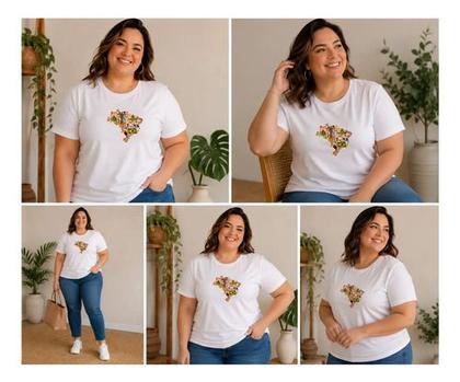 Imagem de Camiseta Plus Size Feminina Estampa Mapa Copa Brasil
