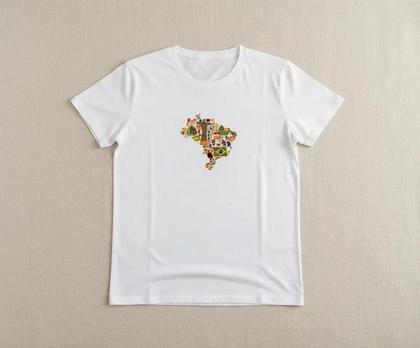 Imagem de Camiseta Plus Size Feminina Estampa Mapa Copa Brasil