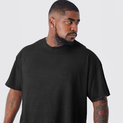 Imagem de Camiseta Plus Size Masculina Camisa Gola Redonda Algodão Lisa