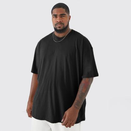 Imagem de Camiseta Plus Size Masculina Camisa Gola Redonda Algodão Lisa