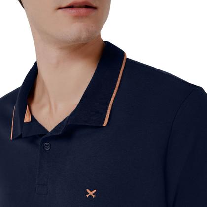 Imagem de Camiseta Polo Hering Masculina Em Piquet Com Bordado Azul